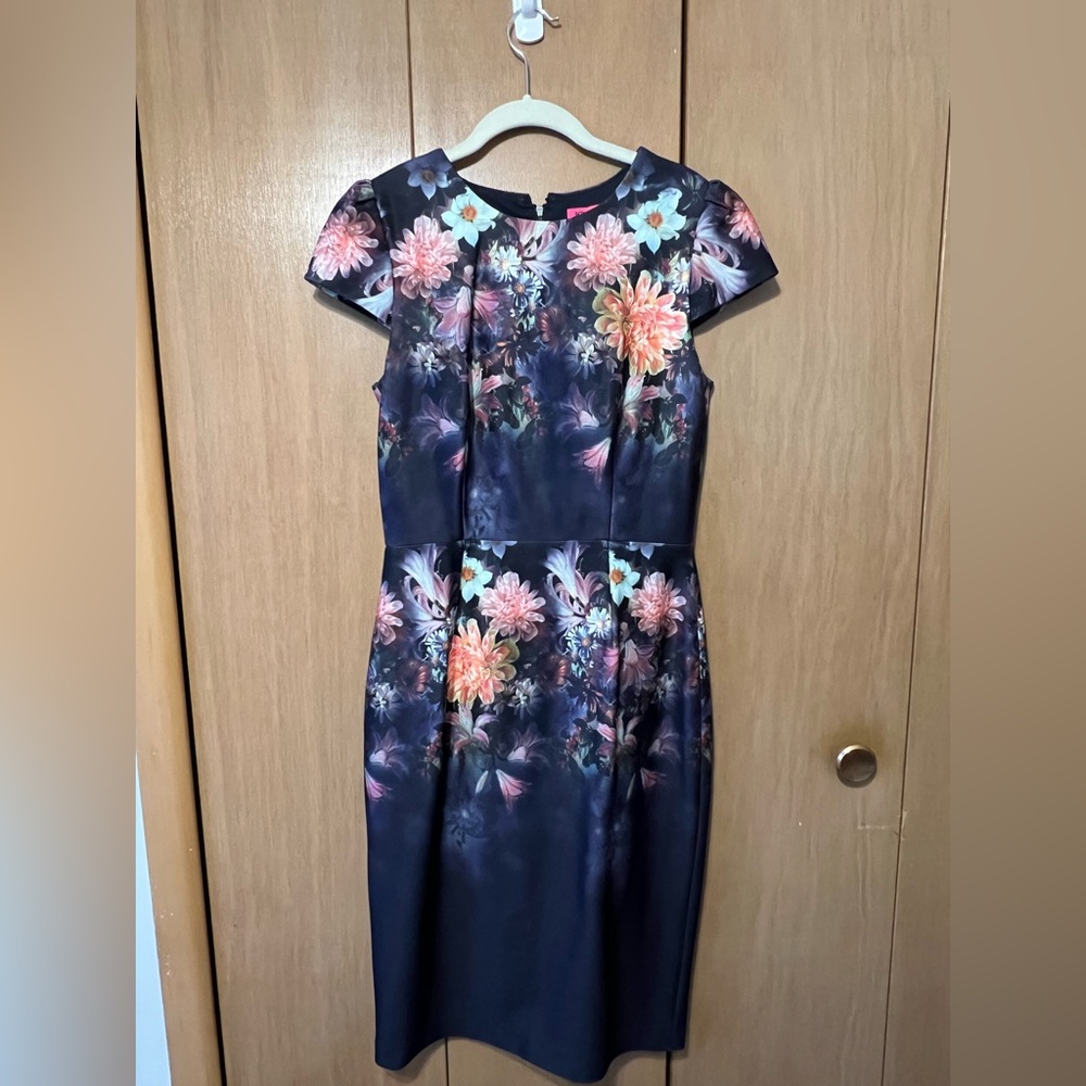 Betsey Johnson Black Floral Midi Dress